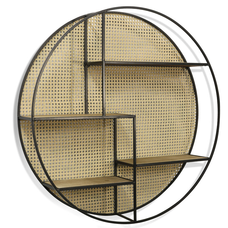 Open Cane & Bronze Shelf