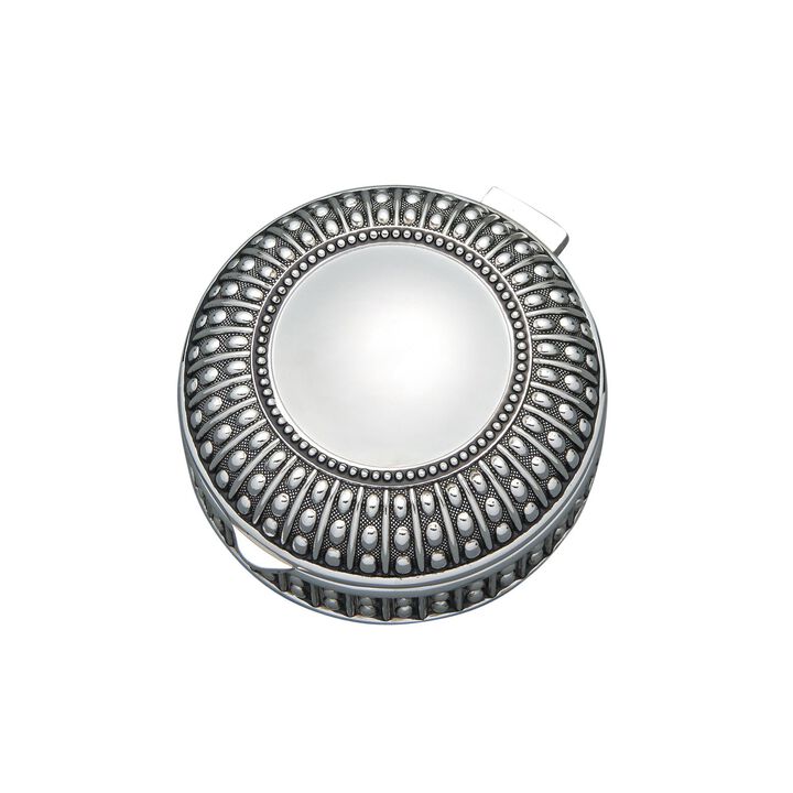 3" Silverplated Round Antique-Style Box with Beaded Detail