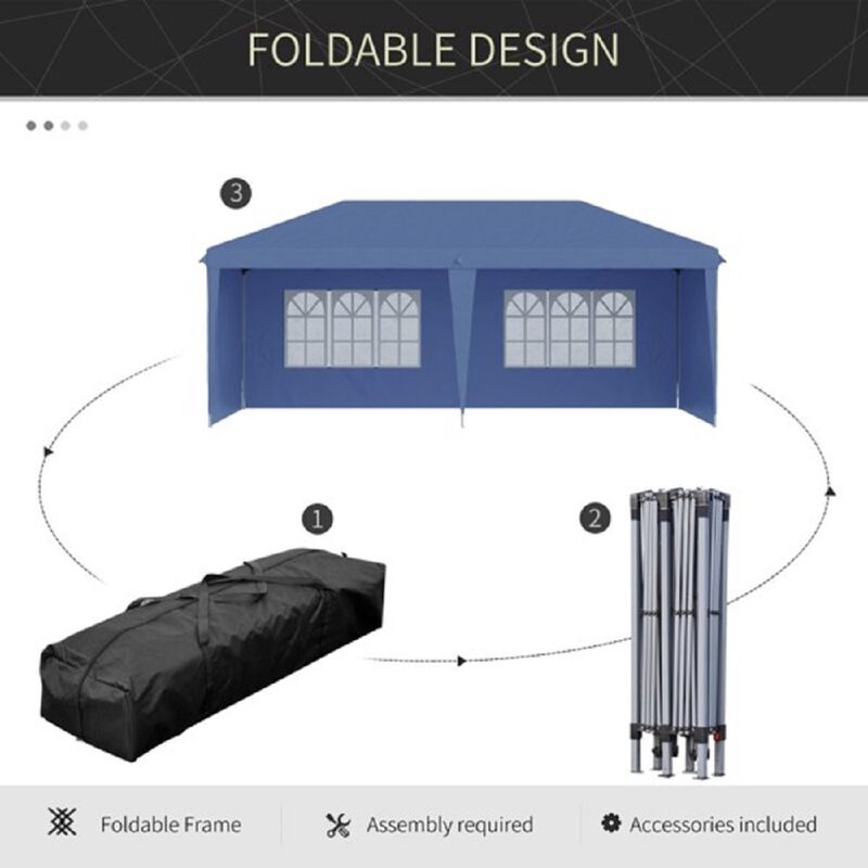 Pop-Up Canopy Party Tent with 4 Sidewalls for Outdoor Events