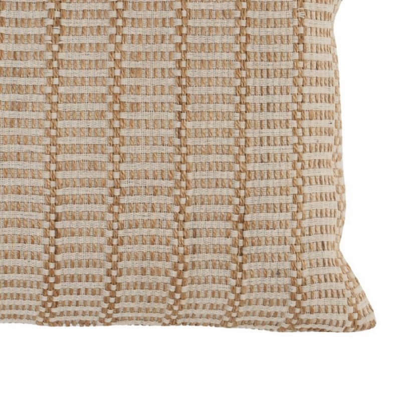 14 x 20 Lumbar Accent Throw Pillow, Basket Jute Handwoven Pattern, Beige-Benzara