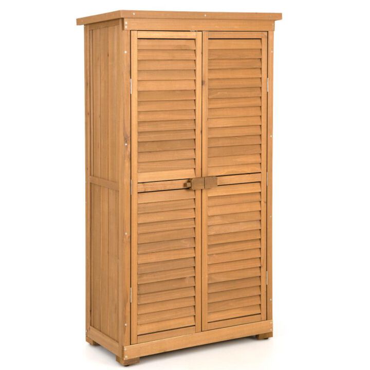 Hivvago Outdoor Wooden Garden Tool Storage Cabinet