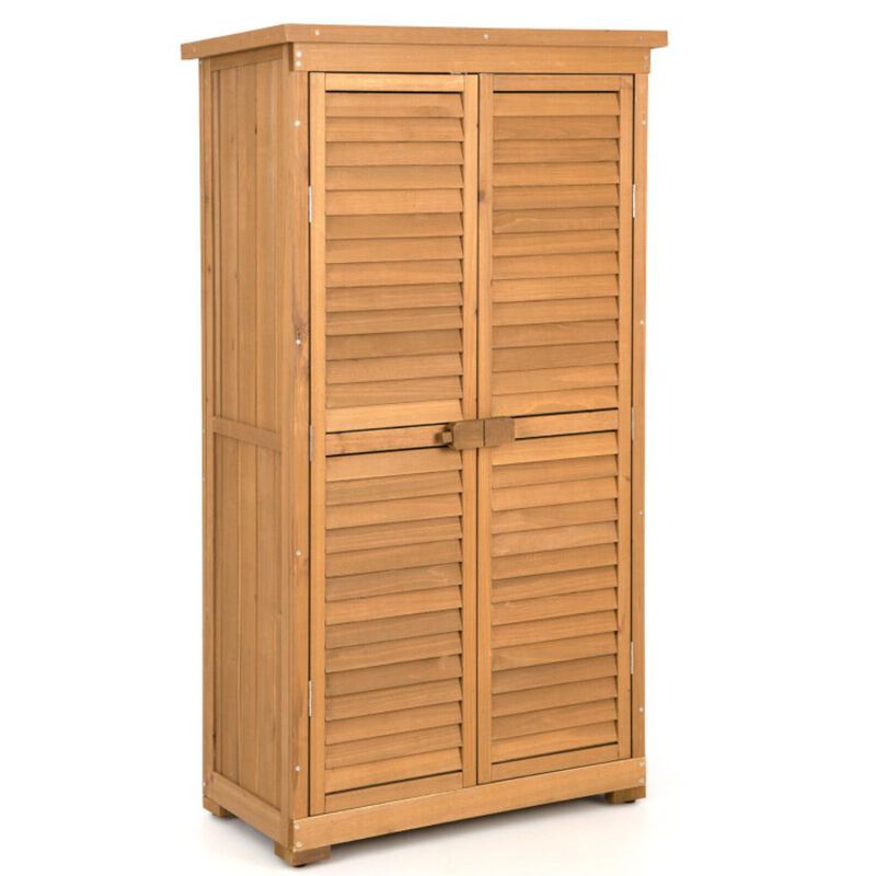 Hivvago Outdoor Wooden Garden Tool Storage Cabinet