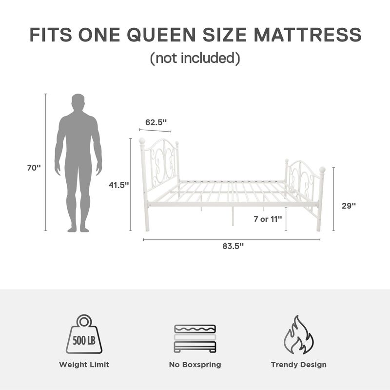 Atwater Living Bradford Metal Bed, White, Full