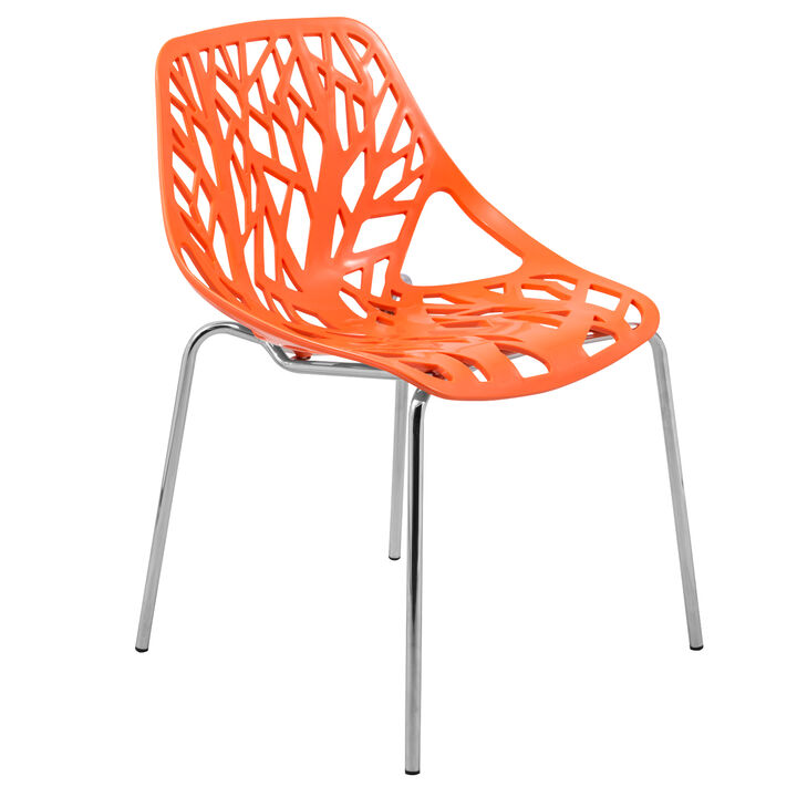 LeisureMod Modern Asbury Dining Chair w/ Chromed Legs
