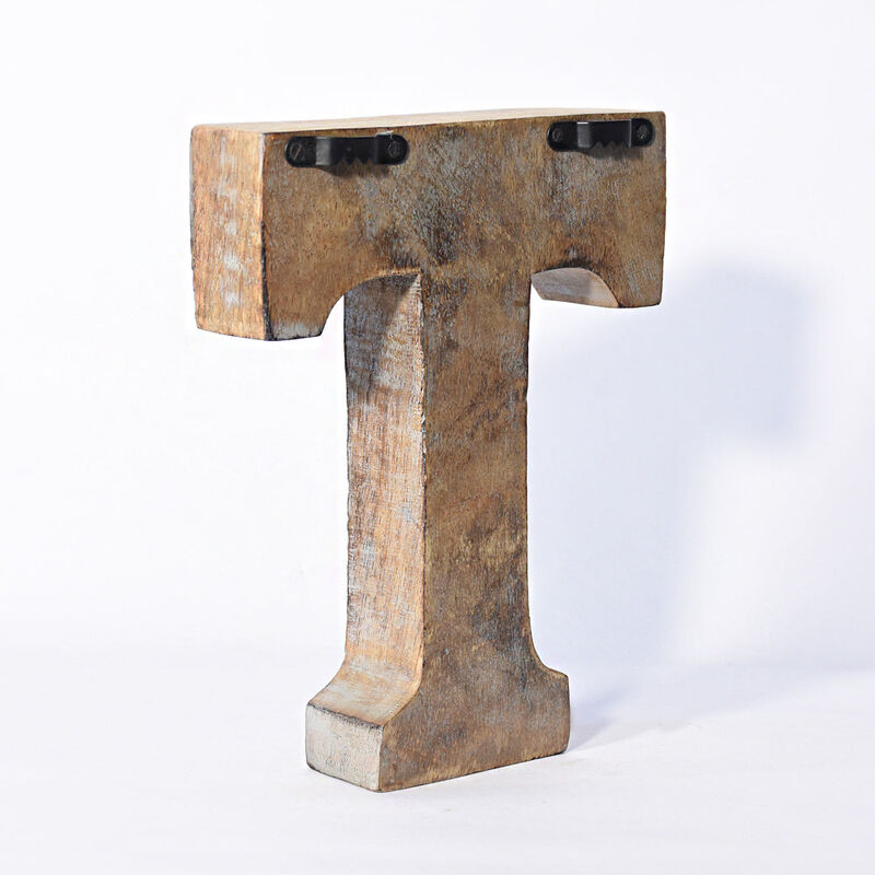 Vintage Gray Handmade Eco-Friendly "T" Alphabet Letter Block For Wall Mount & Table Top D�cor