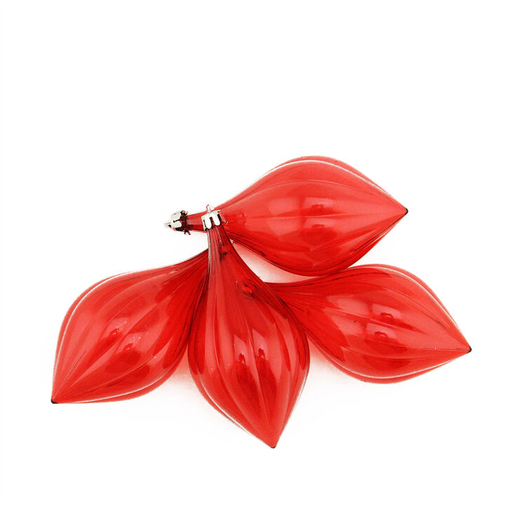 4ct Red Shatterproof Transparent Christmas Finial Ornaments 5"