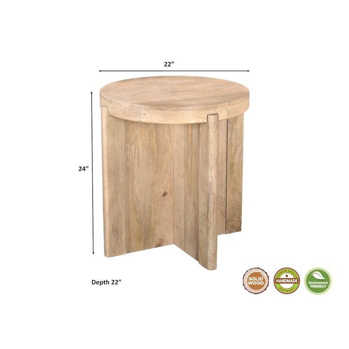 Taran Designs Adrien Round Solid Wood End Table
