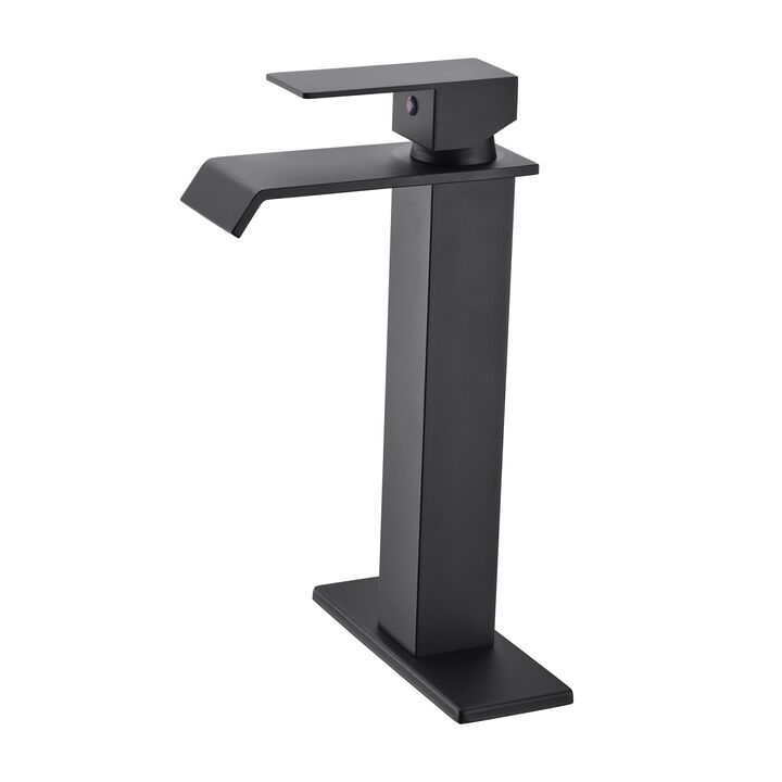 Waterfall Spout Bathroom Faucet, Single Handle Bathroom Vanity Sink Faucet