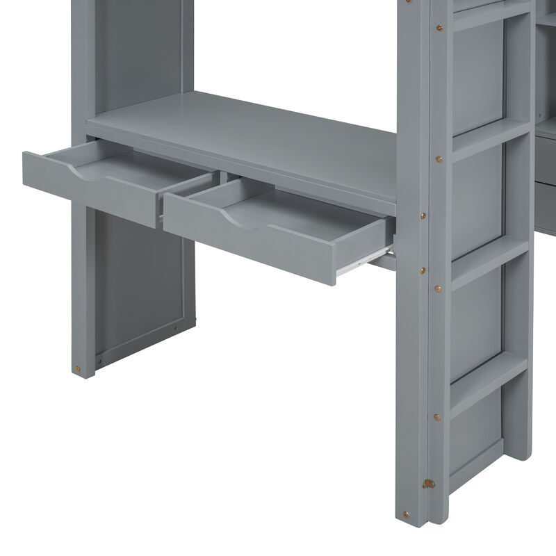 Merax Storage Loft Bed with Writing Desk