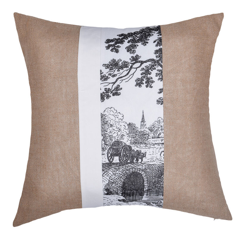 Jute Cotton And Satin Cushion