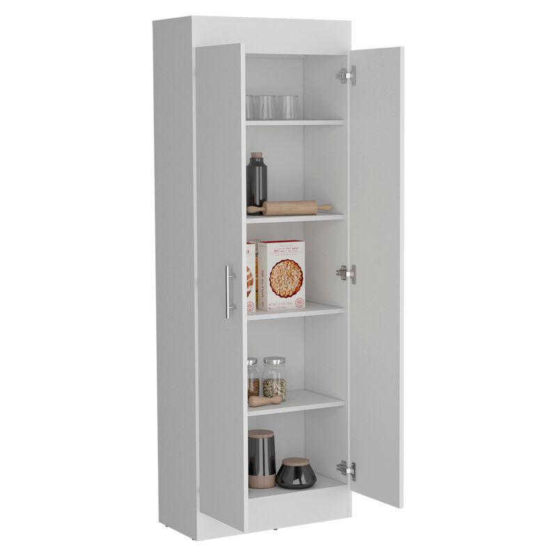 Nepal Pantry Cabinet, Space-Efficient 2-Door Design with Multiple Shelves-White