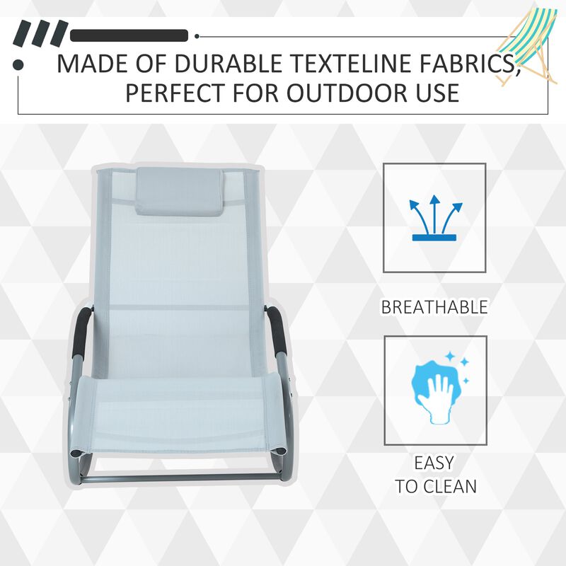 Grey Patio Comfort: Zero Gravity Rocker Chair with Detachable Pillow