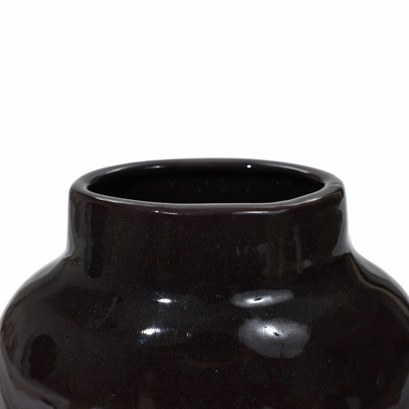 LuxenHome Earth Tones Round Stoneware Vase