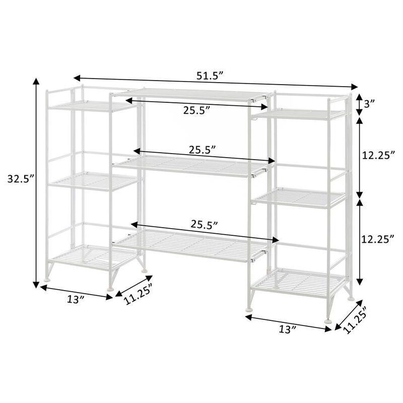 Convenience Concepts Xtra Storage 3 Tier Folding Metal Shelves with Set of 3 Extension Shelves