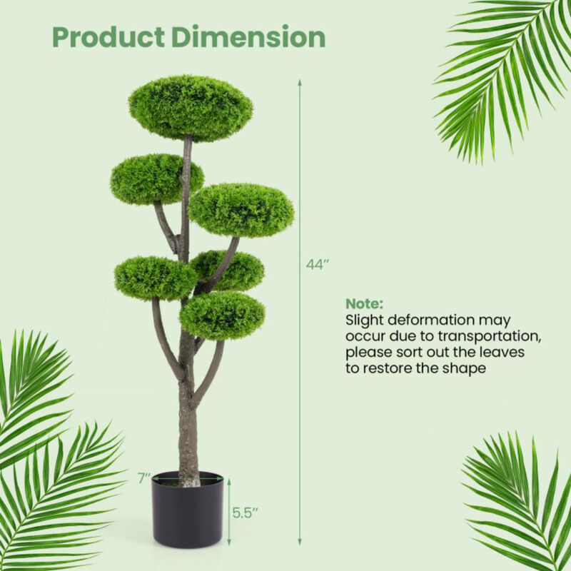 Hivvago 6 Ball Artificial Cypress Topiary Ball Tree with Weighted Pot for Porch