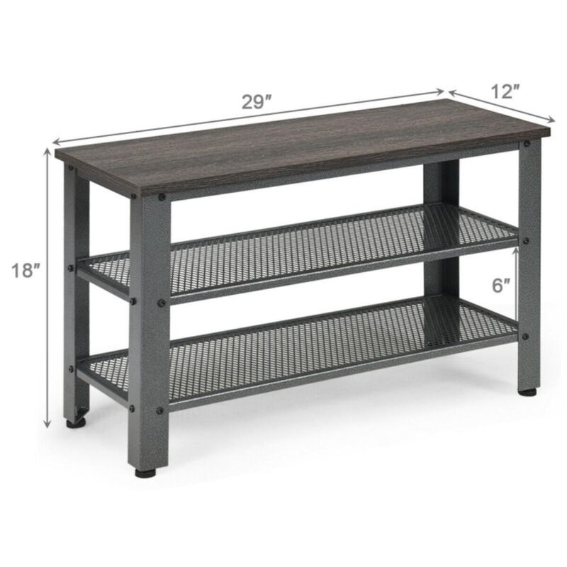 Hivvago 3-Tier Shoe Rack Industrial Shoe Bench with Storage Shelves