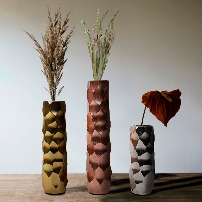 Set of 3 Decorative Modern Metal Honeycomb Design Table Flower Vase for Dining Room, Living Room Bedroom, or Wedding