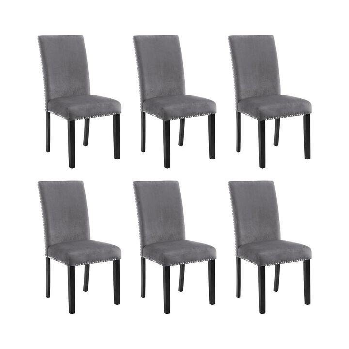 New Classic Furniture Celeste Gray Wood Upholstered Dining Chair (Set of 6)