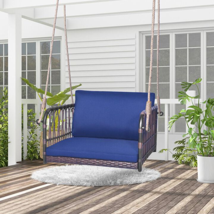 Hivvago Single Person Hanging Seat with Seat and Back Cushions-Navy