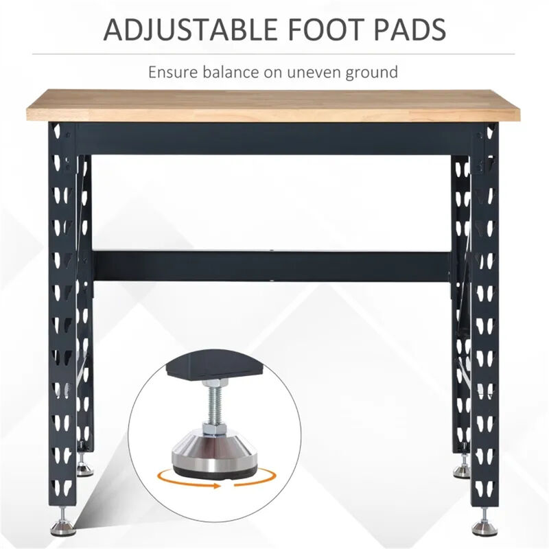 Garage Workbench with Adjustable Footpads & Sturdy Tabletop for Tools & DIY Projects