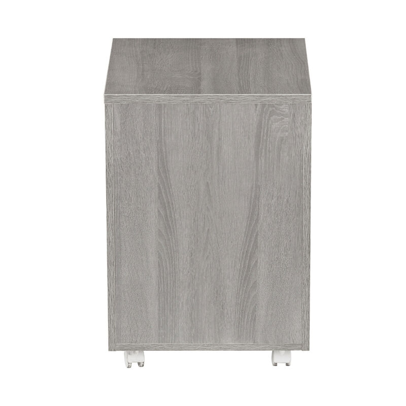 Rolling Two Drawer Vertical Filing Cabinet with Lock and Storage, Grey