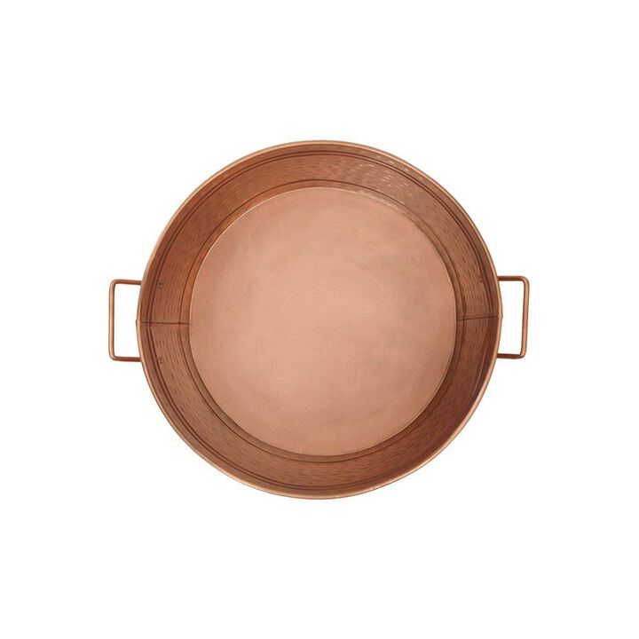Hammered Pattern Galvanized Farmhouse Style Tub, Copper-Benzara