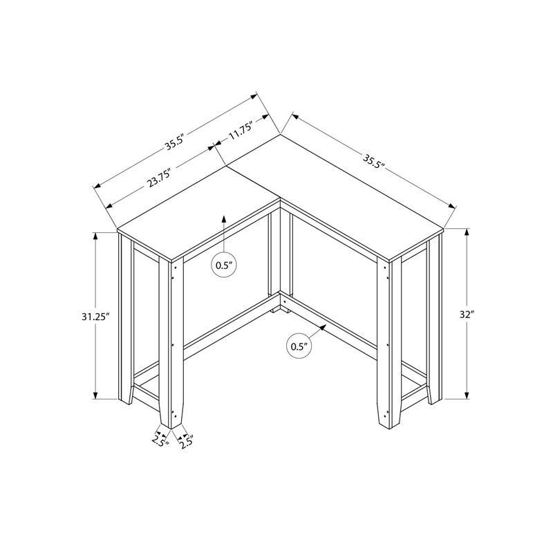 Monarch Specialties I 3656 Accent Table, Console, Entryway, Narrow, Corner, Living Room, Bedroom, Laminate, White, Contemporary, Modern