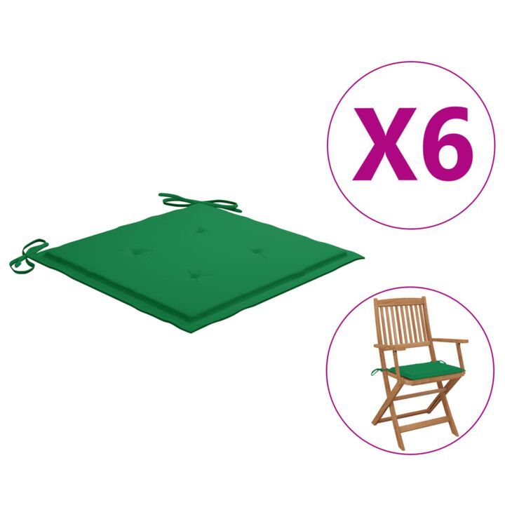 vidaXL Garden Chair Cushions 6 pcs Green 15.7"x15.7"x1.6" Fabric
