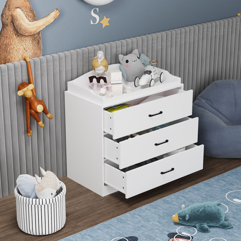 FUFU&GAGA 3-Drawer Dresser with Spacious Storage, Durable Construction, Modern Design, (35.4" W x 19.2" D x 35.4" H), White