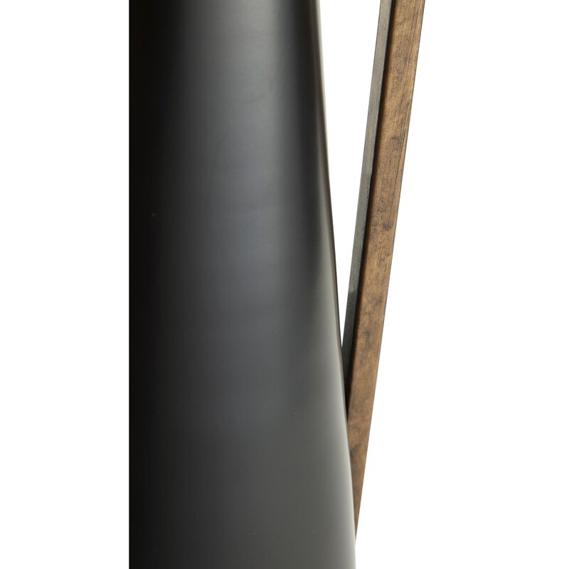 Ezra 20 Inch Decorative Flower Vase, Gold Handle, Angular Black Metal - Benzara