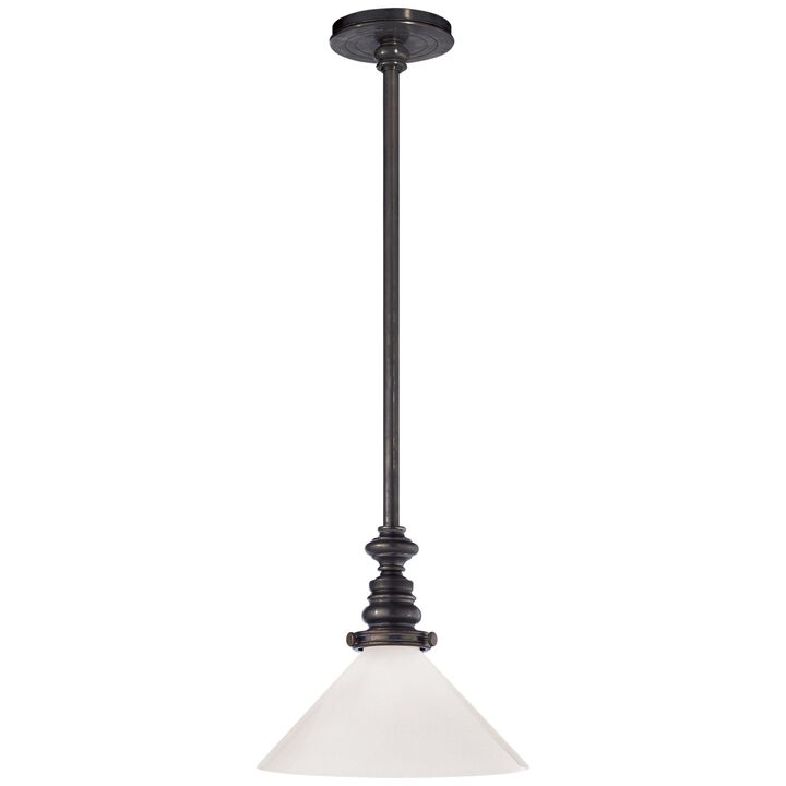 Boston Pendant in Bronze with White Glass Shade