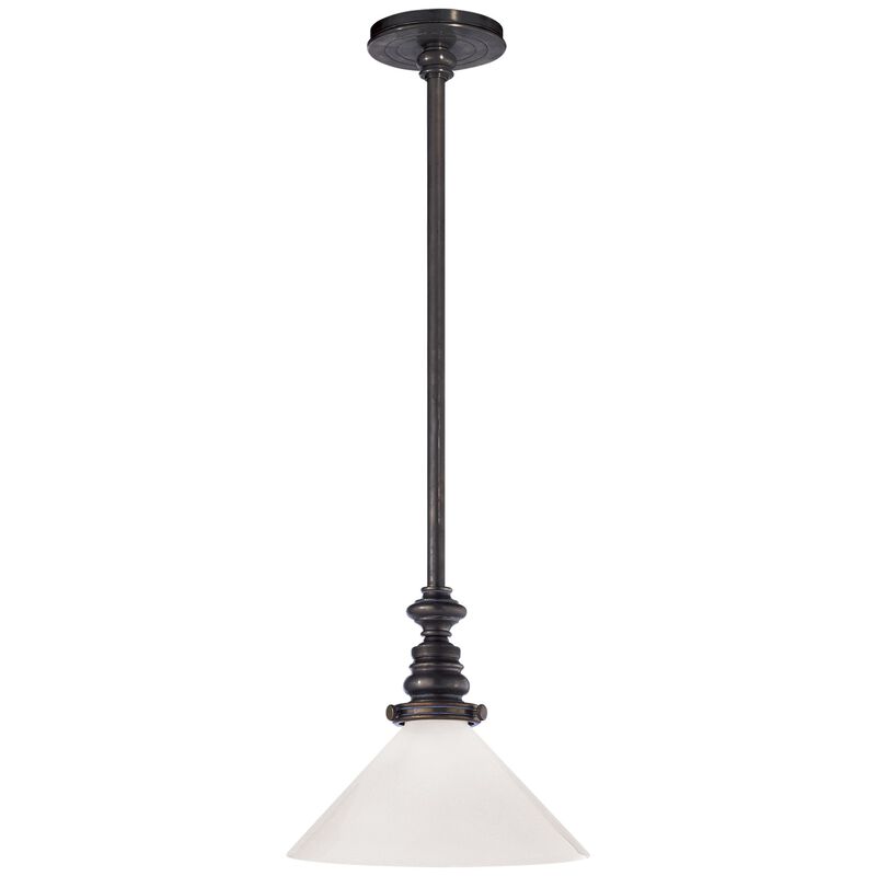 Boston Pendant in Bronze with White Glass Shade