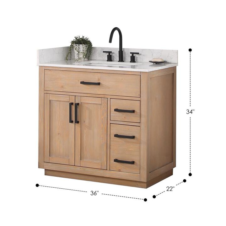 Altair 36 Single Bathroom Vanity in Light Brown without Mirror