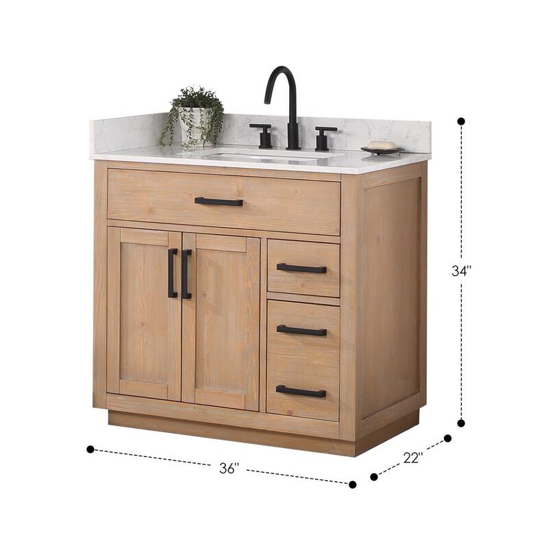 Altair 36 Single Bathroom Vanity in Light Brown without Mirror