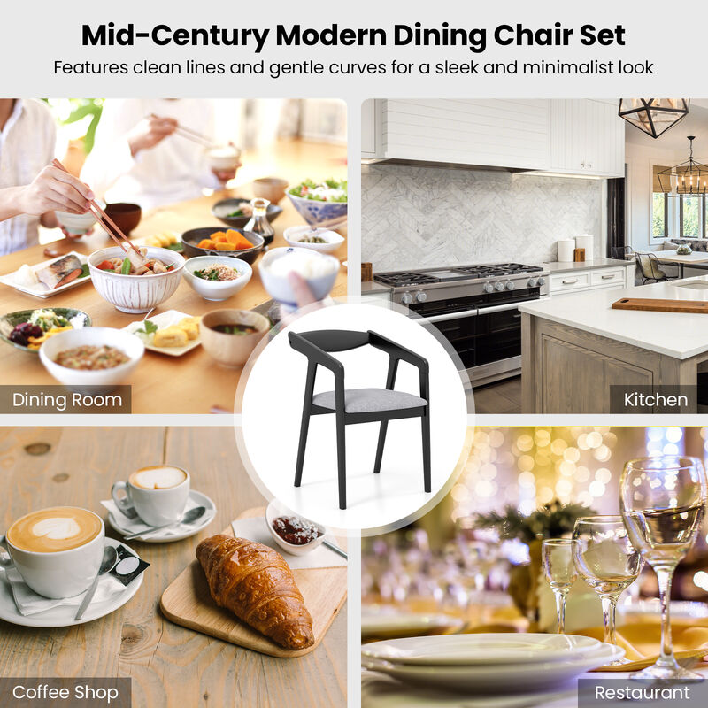 Dining Chair Set of 2 with Armrests and Padded Cushion for Comfortable Dining Room Seating