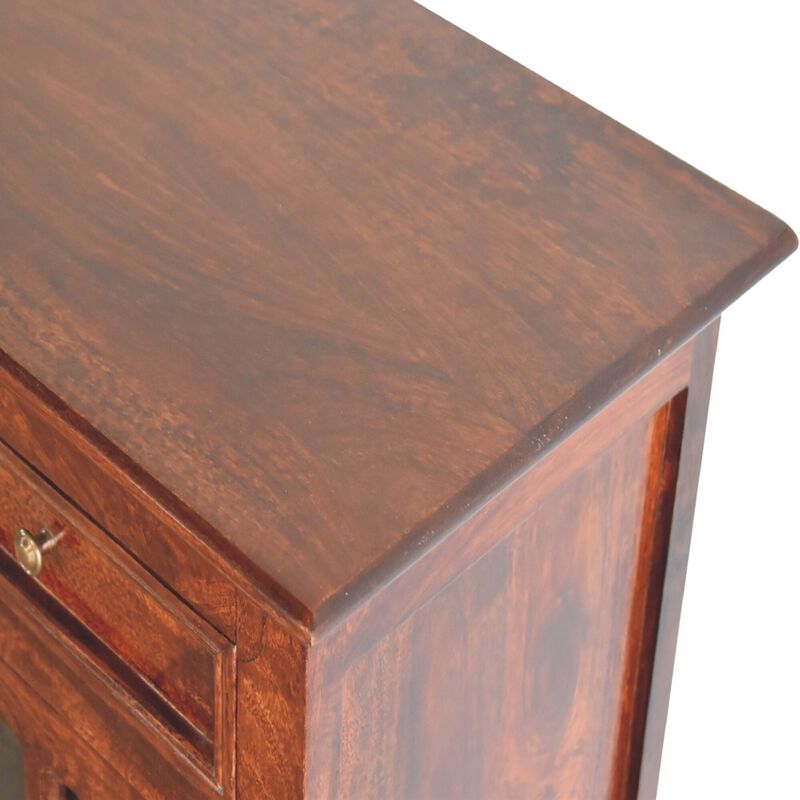 Solid Wood Cherry Cabinet with Glazed 2 Doors 2 Drawer