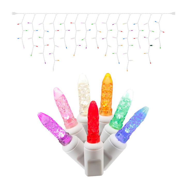 Vickerman 70 Light Multi-Colored M5 LED Icicle Light Set on White Wire