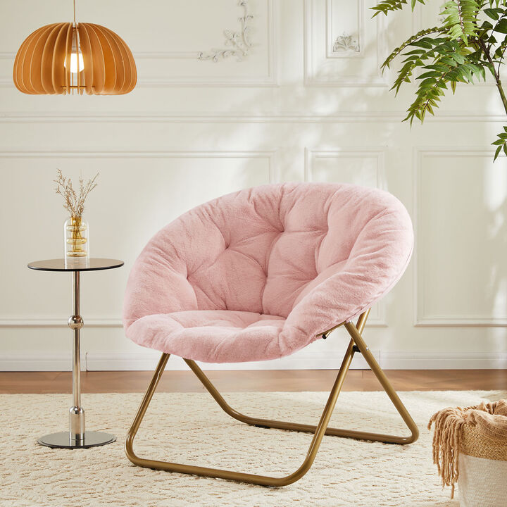 Merax Cozy Faux Fur Lazy Sofa Chair with Metal Frame Anti-Slip Leg