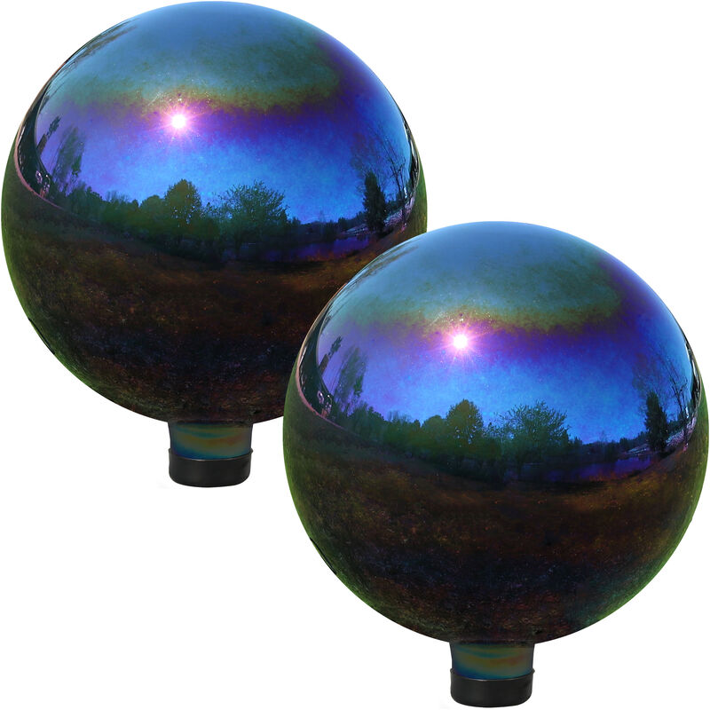 Sunnydaze Set of 2 10" Mirrored Stainless Steel Gazing Globe