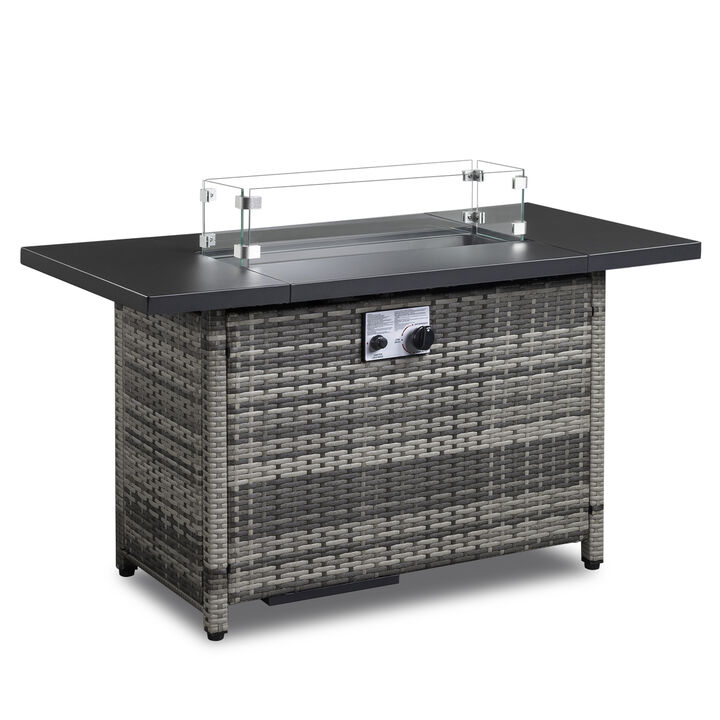 Fire Table,50000 BTU Gas Fire pit with Volcanic Stone