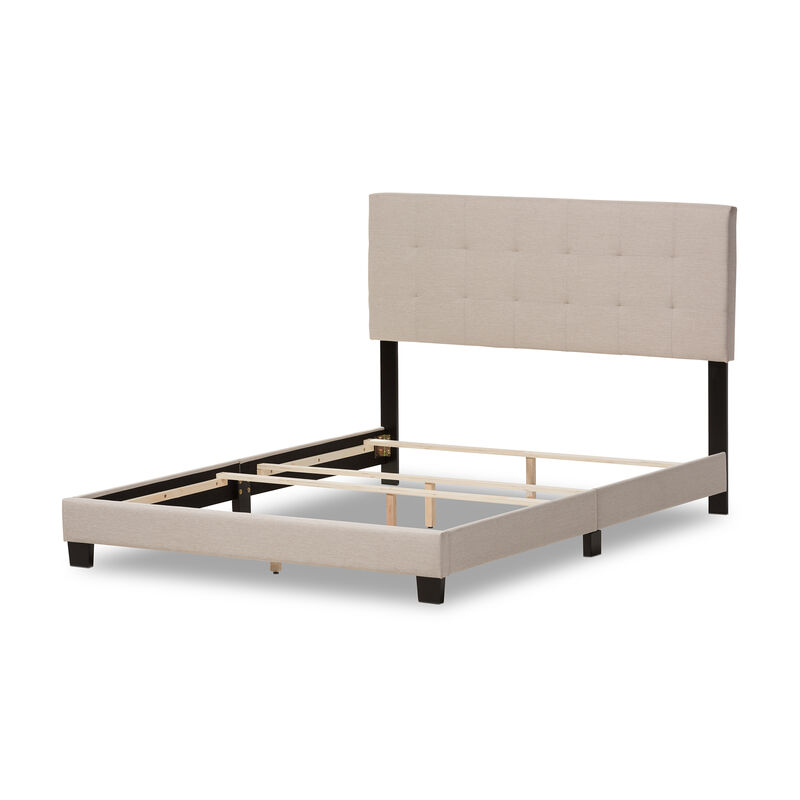 Baxton Studio Brookfield Modern Beige Fabric Upholstered Grid tufting Queen Size Bed
