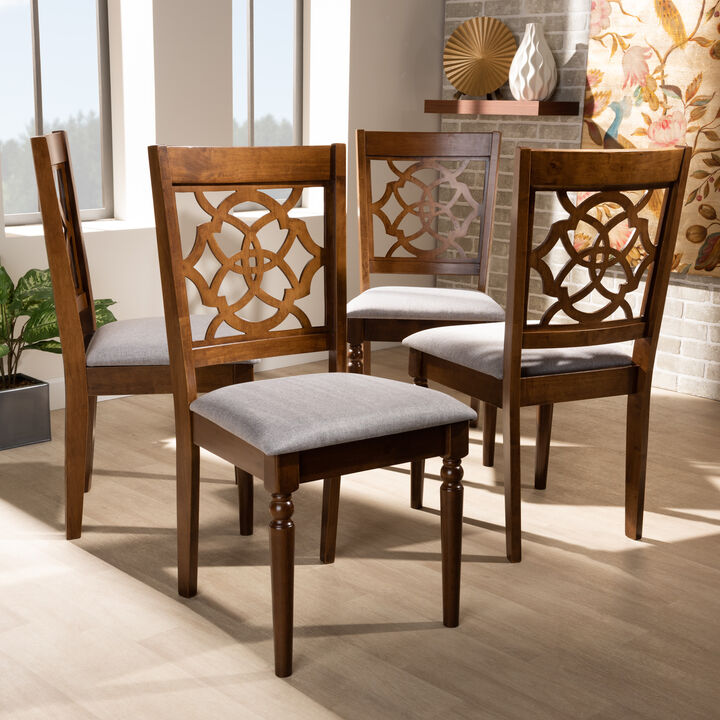 Baxton Studio Lylah Modern Grey Fabric Upholstered 4 Piece Dining Chair Set