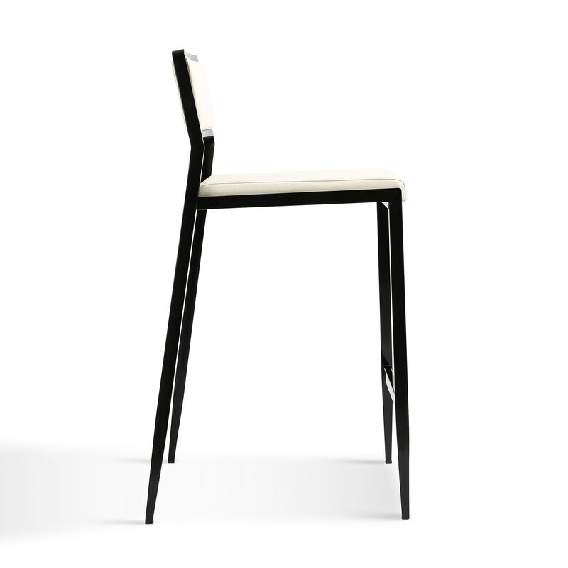 Gale Black Performance Vegan Leather Stackable Stool - Set of 2