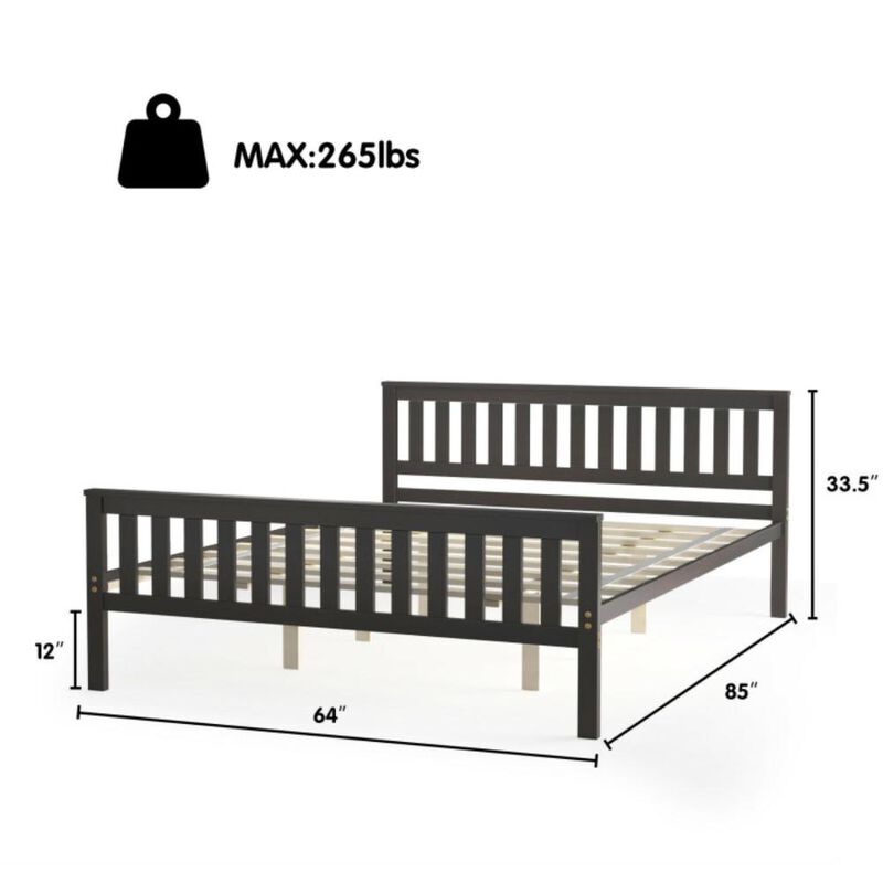 Hivvago Twin/Full/Queen Size Wood Platform Bed with Headboard
