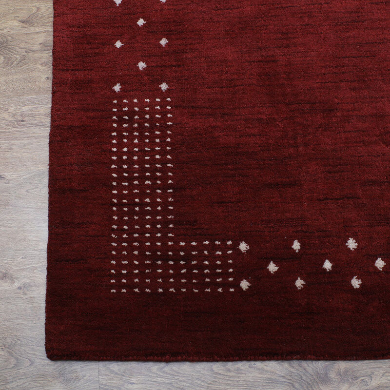 RUGSOTIC CARPETS HAND KNOTTED LOOM WOOL ECO-FRIENDLY AREA RUGS  - 5'x8', Rectangle, Red Color, Contemporary Modern Design, High Pile Thick Handmade Anti Skid Rugs for Living Room (L00530)