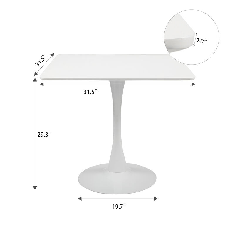 Jaxpety 31.5" x 31.5" Square White Tulip Side Table