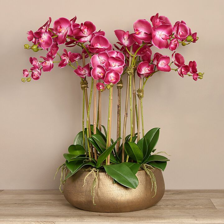 Faux Floral Arrangement -Orchid Centerpiece - 28"