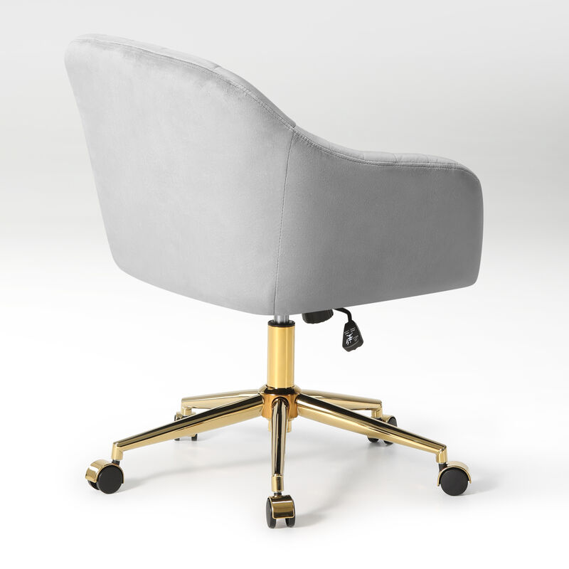 WestinTrends Upholstered Velvet Swivel Vanity Office Chair With Wheels