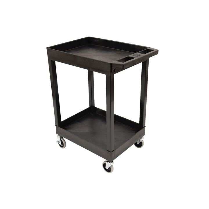 24 x 18 Plastic Utility Tub Cart - Two Shelf-Black