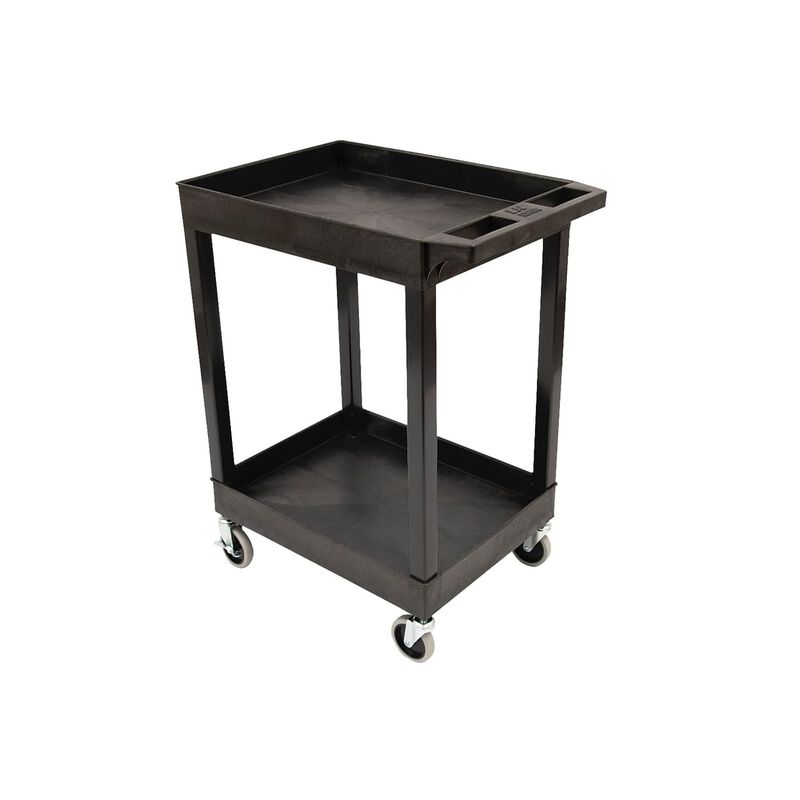 24 x 18 Plastic Utility Tub Cart - Two Shelf-Black